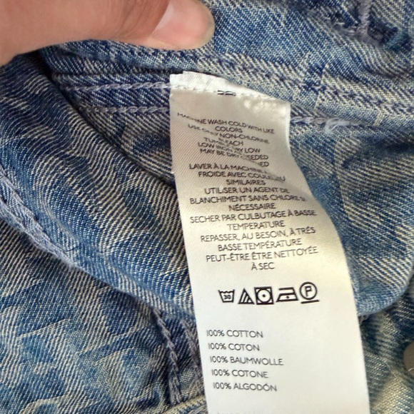 Free People NWT We the Free Jacquard Letters denim Jacket Loose Baggy Fit Medium - Picture 12 of 15